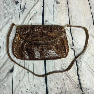 Zina Eva Brown Leather Suede Shoulder Bag